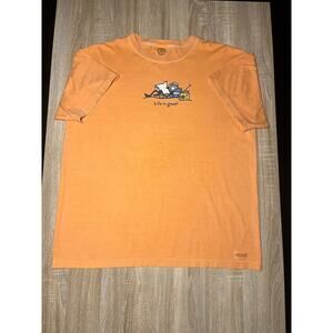 Life is Good Beach Newspaper Vintage Orange XL TShirt